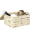 Vabriano Lidded Woven Storage Box Cream - HOME STORAGE - Baskets and Totes - Soko and Co