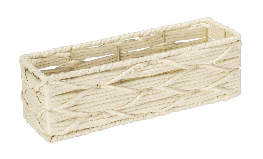 Vabriano Long Woven Storage Box Cream - HOME STORAGE - Baskets and Totes - Soko and Co