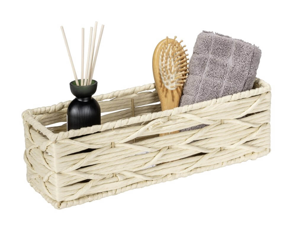 Vabriano Long Woven Storage Box Cream - HOME STORAGE - Baskets and Totes - Soko and Co