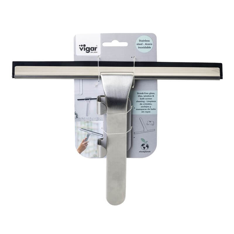 Vigar Zense Stainless Steel Squeegee with Hanger - BATHROOM - Accessories - Soko and Co