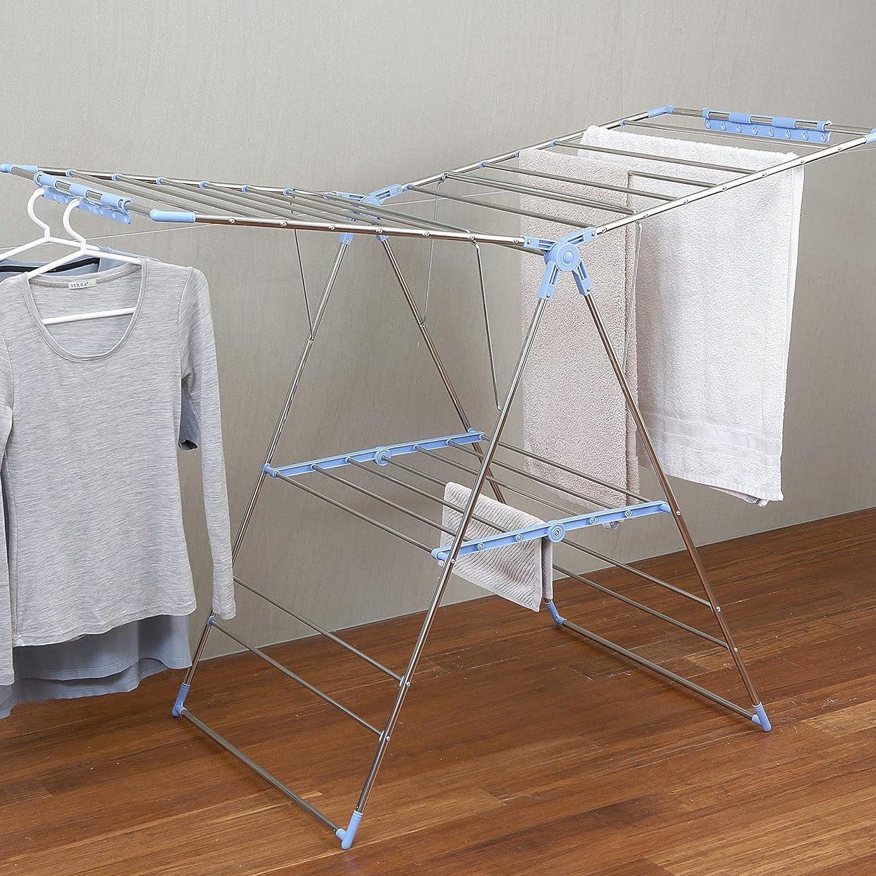 Wide 28 Rail Stainless Steel A-Frame Clothes Airer &amp; Bonus Hangers - LAUNDRY - Airers - Soko and Co