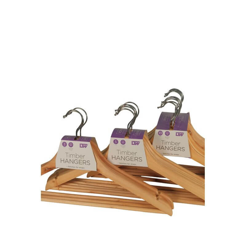 Wooden Coat Hangers with Bar 3 Pack - WARDROBE - Clothes Hangers - Soko and Co