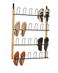 12 Pair Wall Mounted & Over Door Bamboo Shoe Rack Black - WARDROBE - Shoe Storage - Soko and Co