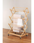 12 Rail Concertina Bamboo Clothes Airer on Wheels - LAUNDRY - Airers - Soko and Co