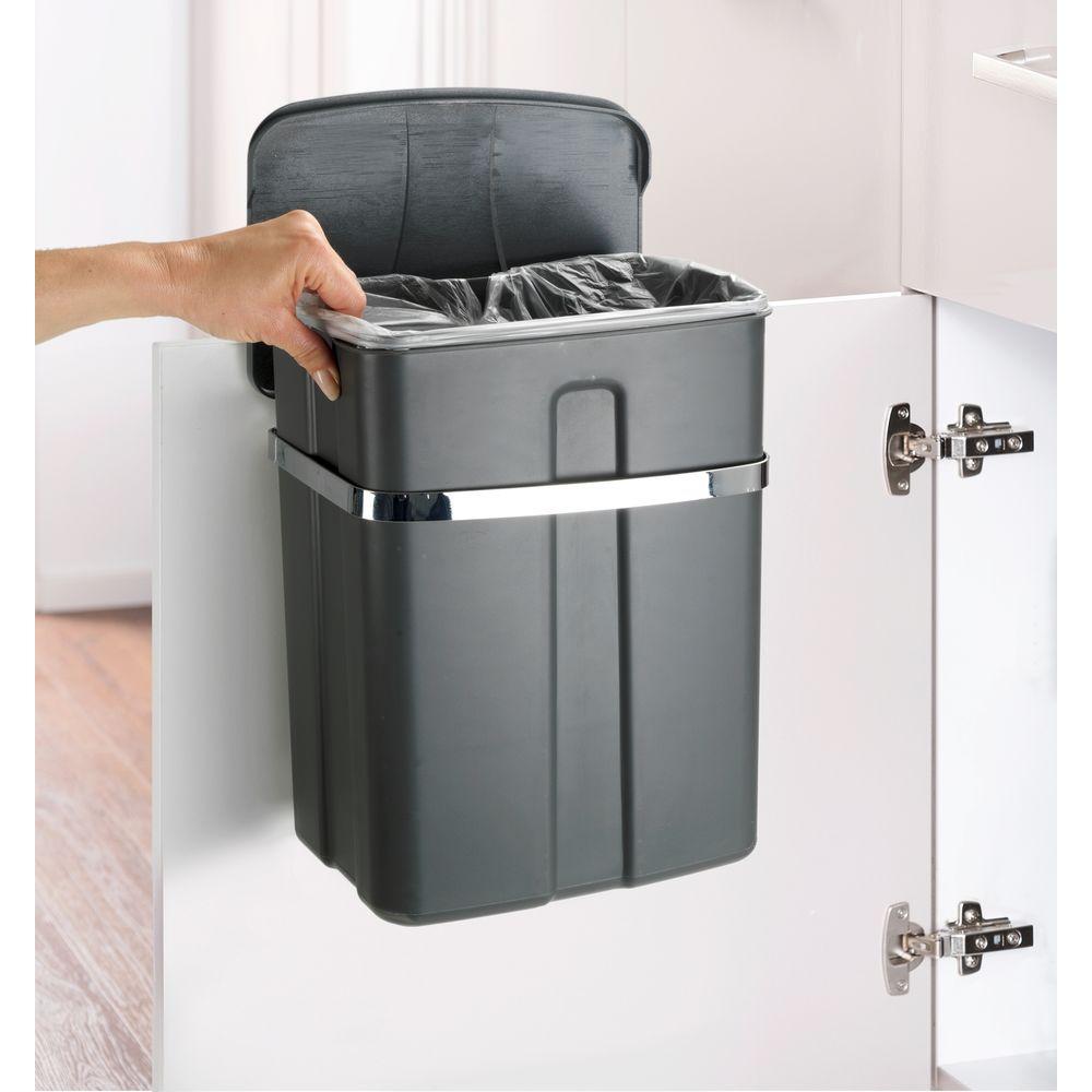 12L Over Cabinet Door Kitchen Rubbish Bin Grey - KITCHEN - Bins - Soko and Co