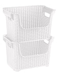 18L Woven Stackable Vegetable Basket White - KITCHEN - Fridge and Produce - Soko and Co