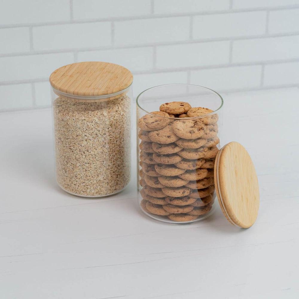 1.25L Round Glass Pantry Container with Bamboo Lid - KITCHEN - Food Containers - Soko and Co