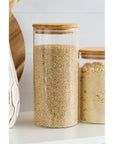 1L Round Glass Pantry Container with Bamboo Lid - KITCHEN - Food Containers - Soko and Co