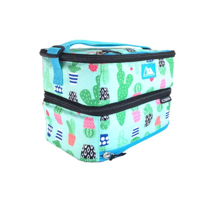 2 Compartment Insulated Lunch Box Green Cactus - LIFESTYLE - Lunch - Soko and Co