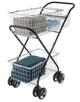 2 Tier All Purpose Laundry Basket Trolley Black & White - LAUNDRY - Baskets and Trolleys - Soko and Co