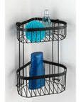 2 Tier Corner Shower Basket Matte Black - BATHROOM - Shower Caddies - Soko and Co