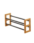 2 Tier Expandable Bamboo Shoe Rack Black - WARDROBE - Shoe Storage - Soko and Co