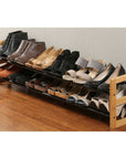 2 Tier Expandable Bamboo Shoe Rack Black - WARDROBE - Shoe Storage - Soko and Co