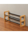 2 Tier Expandable Bamboo Shoe Rack Black - WARDROBE - Shoe Storage - Soko and Co