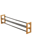 2 Tier Expandable Bamboo Shoe Rack Black - WARDROBE - Shoe Storage - Soko and Co