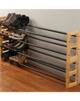 2 Tier Expandable Bamboo Shoe Rack Black - WARDROBE - Shoe Storage - Soko and Co