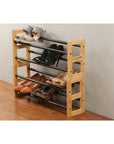 2 Tier Expandable Bamboo Shoe Rack Black - WARDROBE - Shoe Storage - Soko and Co