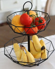 2 Tier Geometric Fruit Basket Matte Black - KITCHEN - Bench - Soko and Co