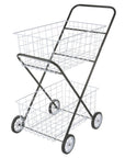 2 Tier Laundry Basket Trolley Black & White - LAUNDRY - Baskets and Trolleys - Soko and Co