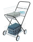 2 Tier Laundry Basket Trolley Black & White - LAUNDRY - Baskets and Trolleys - Soko and Co