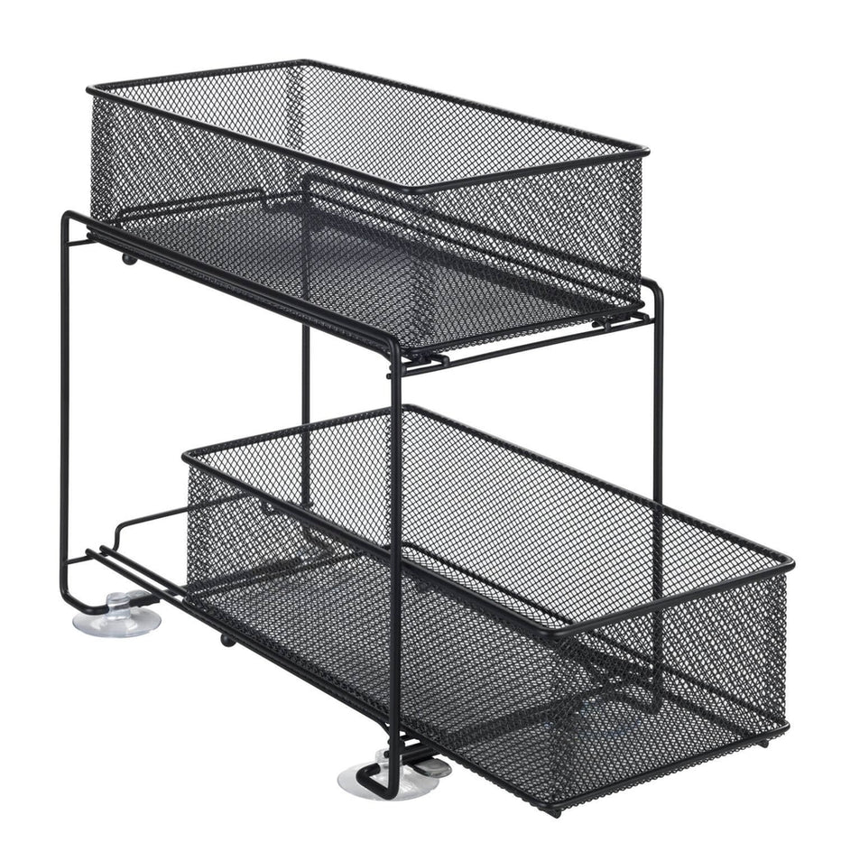 2 Tier Mesh Pull Out Pantry Drawer Black | Soko & Co