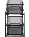 2 Tier Mesh Pull Out Pantry Drawer Black - KITCHEN - Shelves and Racks - Soko and Co