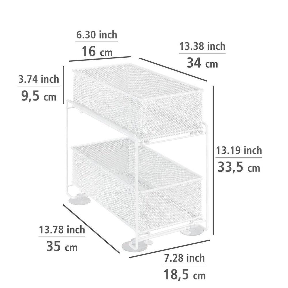 2 Tier Mesh Pull Out Pantry Drawer White - KITCHEN - Shelves and Racks - Soko and Co