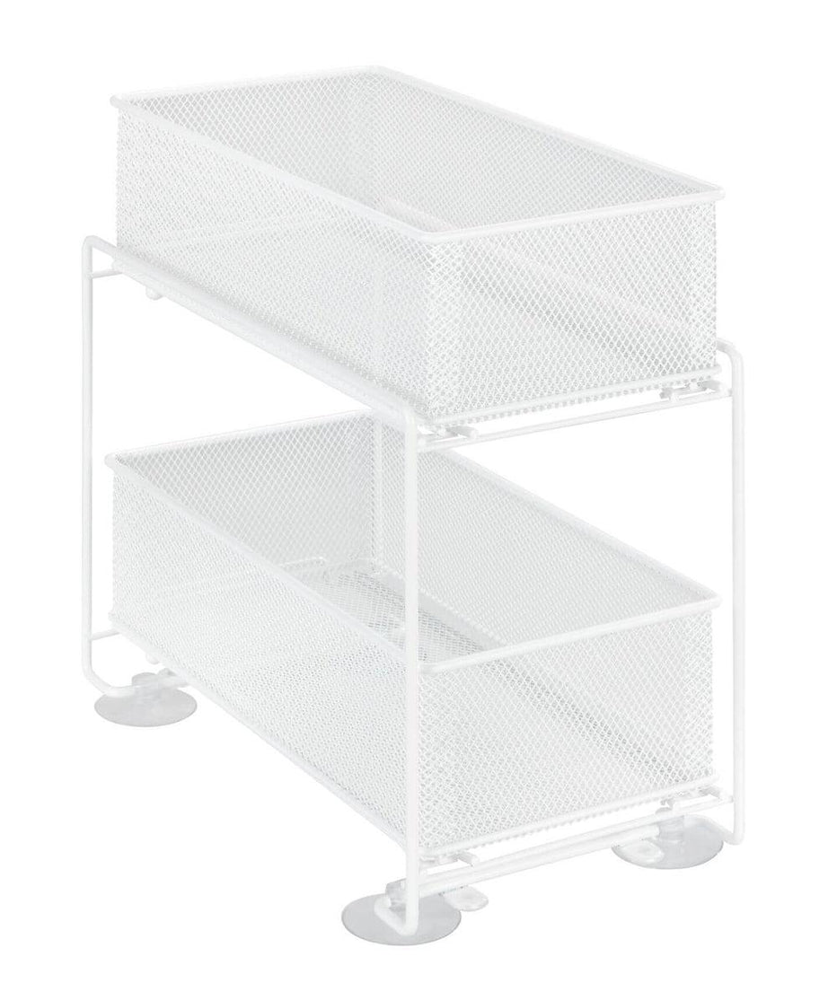 2 Tier Mesh Pull Out Pantry Drawer White | Soko & Co