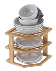 2 Tier Square Bamboo Plate Stacker & Pantry Shelf - KITCHEN - Shelves and Racks - Soko and Co