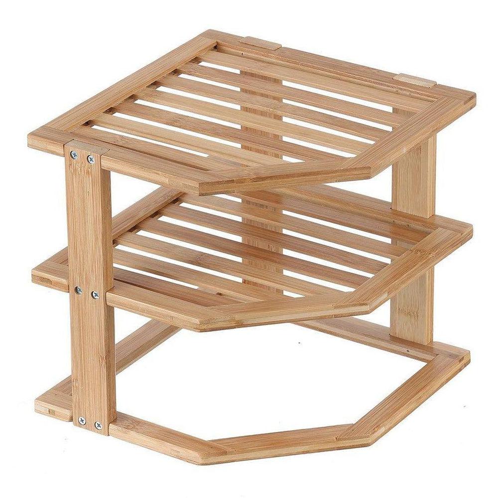 2 Tier Square Bamboo Plate Stacker &amp; Pantry Shelf - KITCHEN - Shelves and Racks - Soko and Co