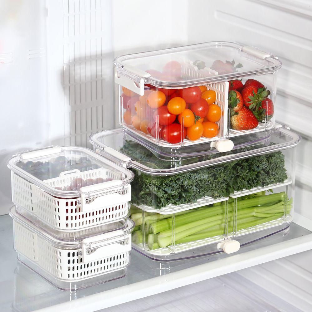 Produce saver storage containers - Fresh Vegetable Fruit Storage Containers  - Fridge Food Storage Containers - Keep Vegetables Fresh Easy to Clean