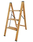 3 Step Aluminium Wood Grain Step Ladder - LAUNDRY - Ladders - Soko and Co