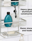 3 Tier Aluminium Over Door Shower Caddy - BATHROOM - Shower Caddies - Soko and Co