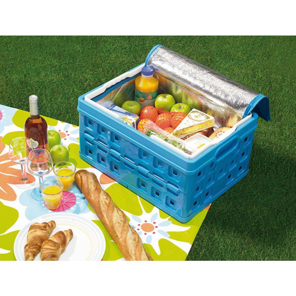 32L Folding Basket with Cooler Bag Blue - LIFESTYLE - Picnic - Soko and Co