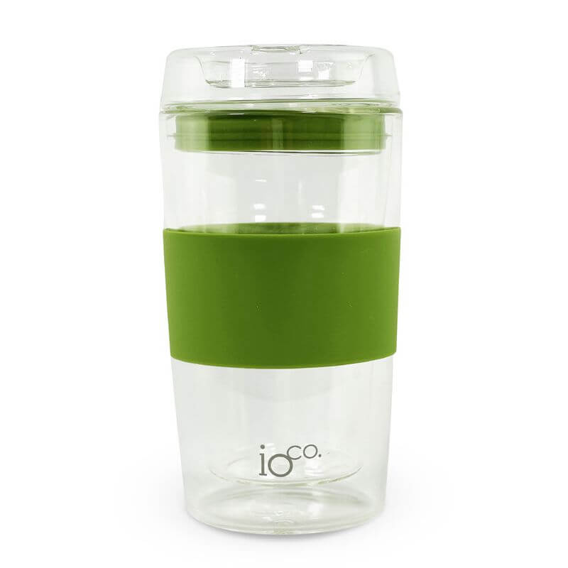355ml All Glass Insulated Reusable Coffee Cup Olive Green - LIFESTYLE - Coffee Mugs - Soko and Co