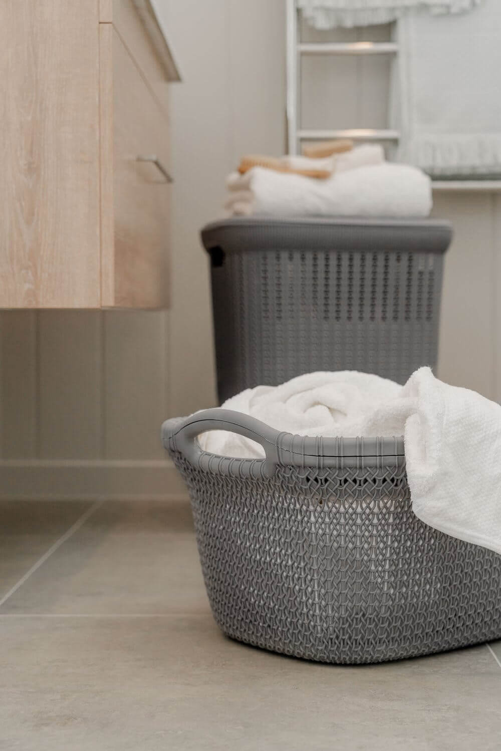 37L Knitted Laundry Basket Grey - LAUNDRY - Baskets and Trolleys - Soko and Co