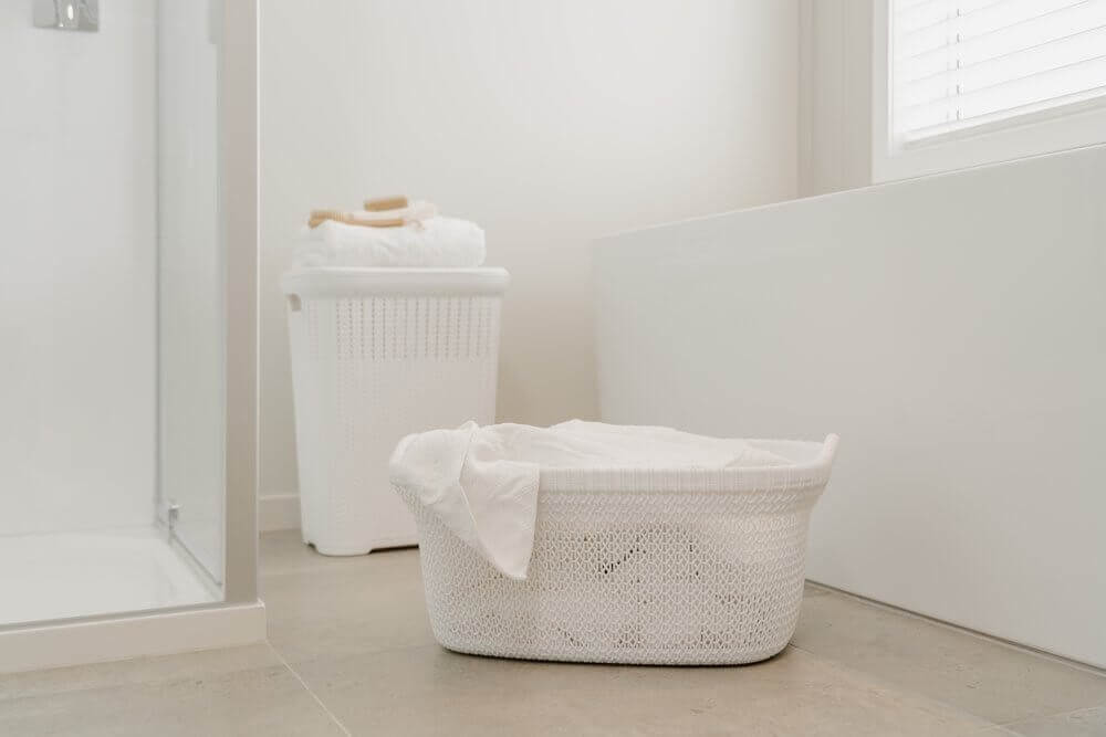 White and online colour laundry basket