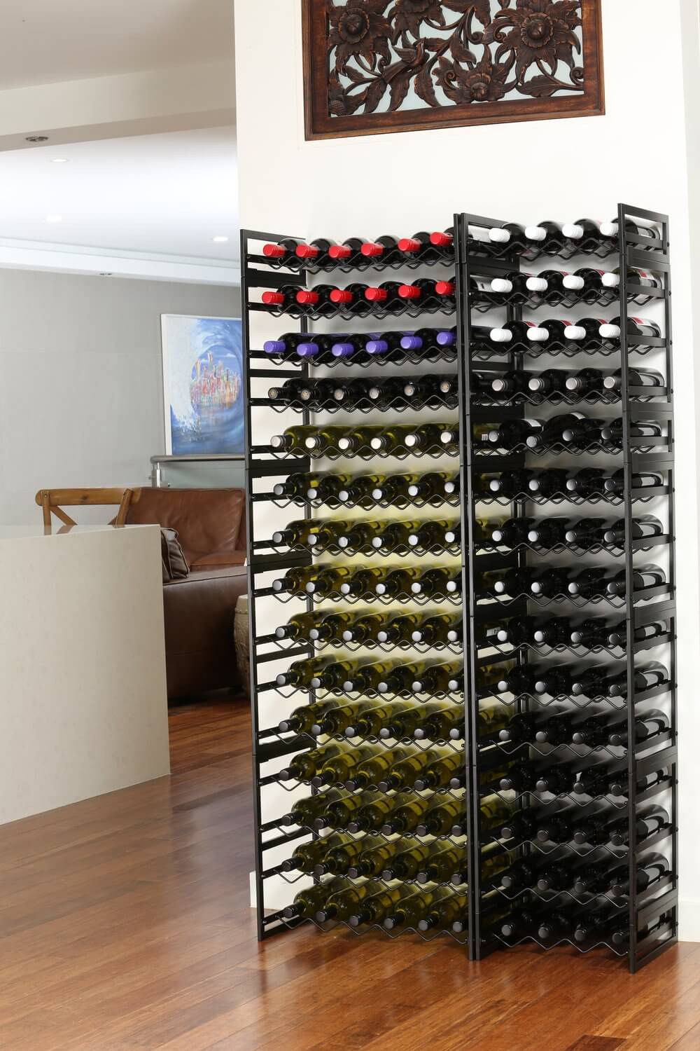 4 Bottle Slim Stackable Wine Rack Matte Black Soko Co