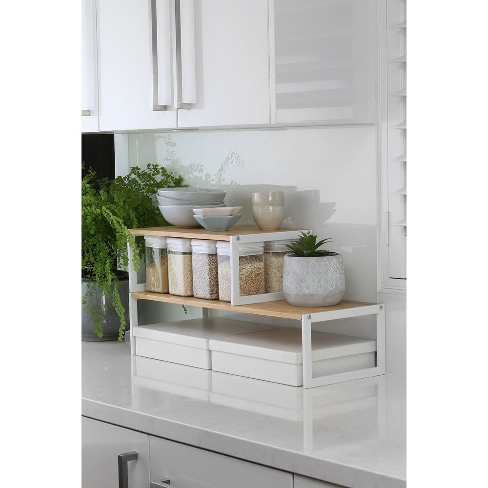 45cm Wide Bamboo Pantry Shelf White - KITCHEN - Shelves and Racks - Soko and Co