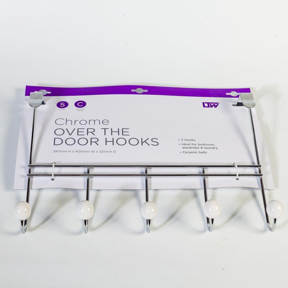 5 Hook Rounded Over Door Hook Chrome - WARDROBE - Over the Door Hooks - Soko and Co