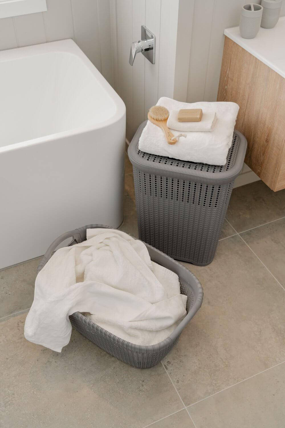 50L Knitted Laundry Hamper Grey - LAUNDRY - Hampers - Soko and Co