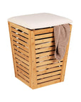 55L Bamboo Laundry Hamper with Cushioned Seat - LAUNDRY - Hampers - Soko and Co