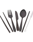 6 Piece Stainless Steel Travel Cutlery Set Black - KITCHEN - Reusable Cutlery - Soko and Co