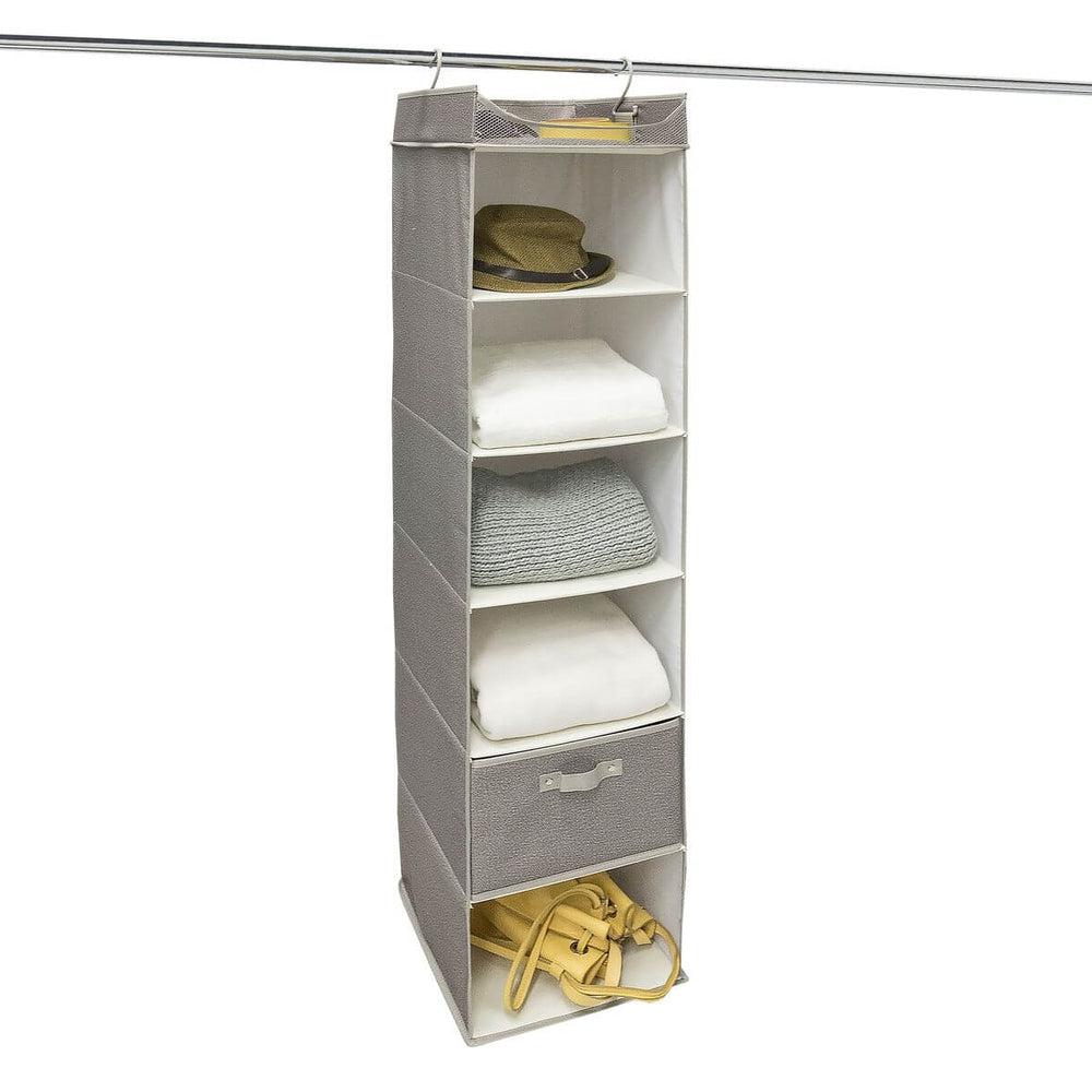 6 Shelf Hanging Wardrobe Organiser Textured Grey - WARDROBE - Storage - Soko and Co