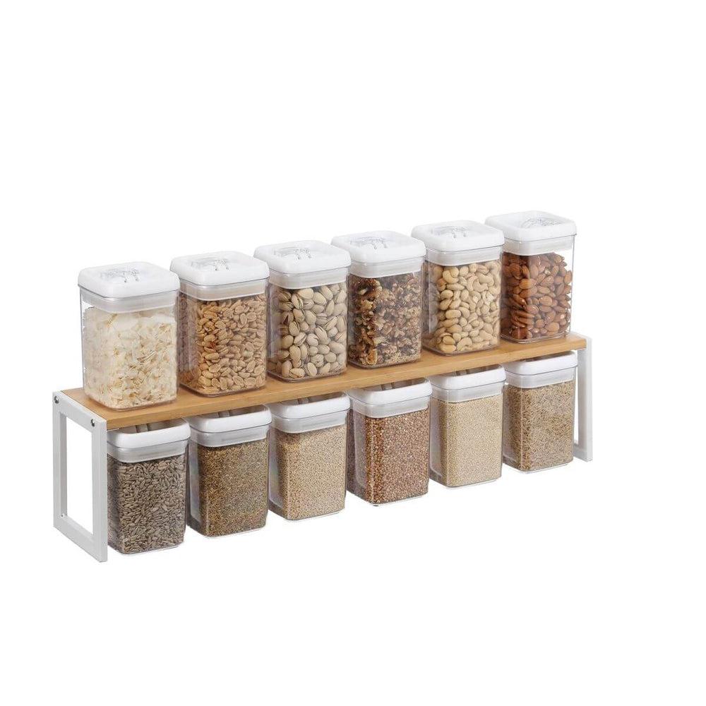 70cm Narrow Bamboo Pantry Shelf Matte White | Soko & Co