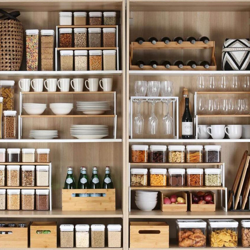 70cm Narrow Bamboo Pantry Shelf Matte White - KITCHEN - Shelves and Racks - Soko and Co