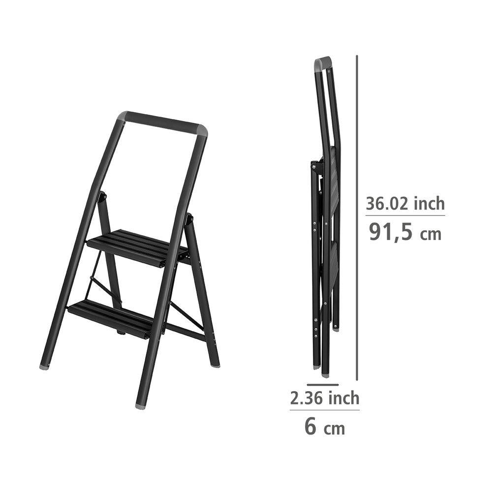 Alu Design 2 Step Compact Step Ladder Black - LAUNDRY - Ladders - Soko and Co