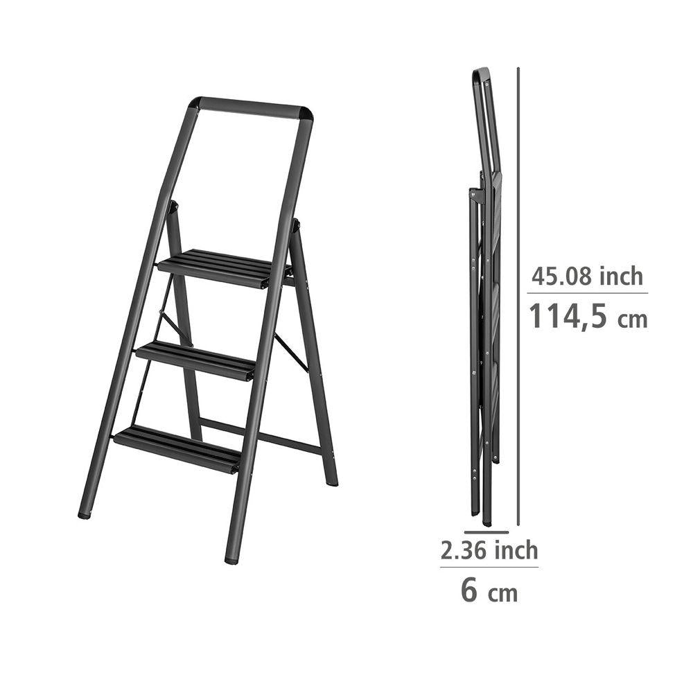 Alu Design 3 Step Compact Step Ladder Black - LAUNDRY - Ladders - Soko and Co