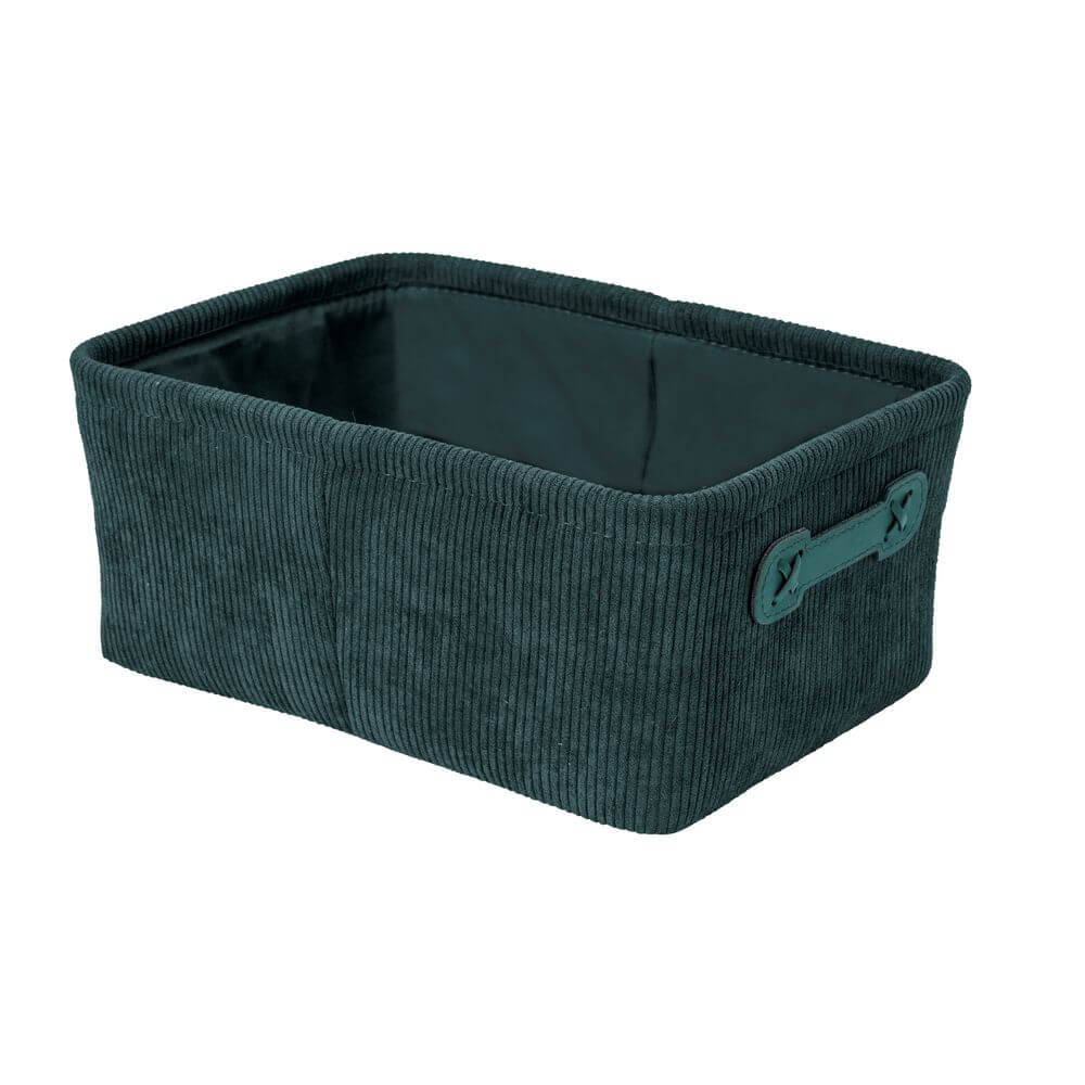 Anela Rectangular Corduroy Storage Basket Emerald Green - HOME STORAGE - Baskets and Totes - Soko and Co