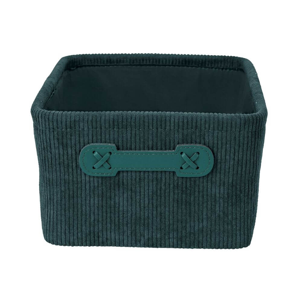 Anela Rectangular Corduroy Storage Basket Emerald Green - HOME STORAGE - Baskets and Totes - Soko and Co